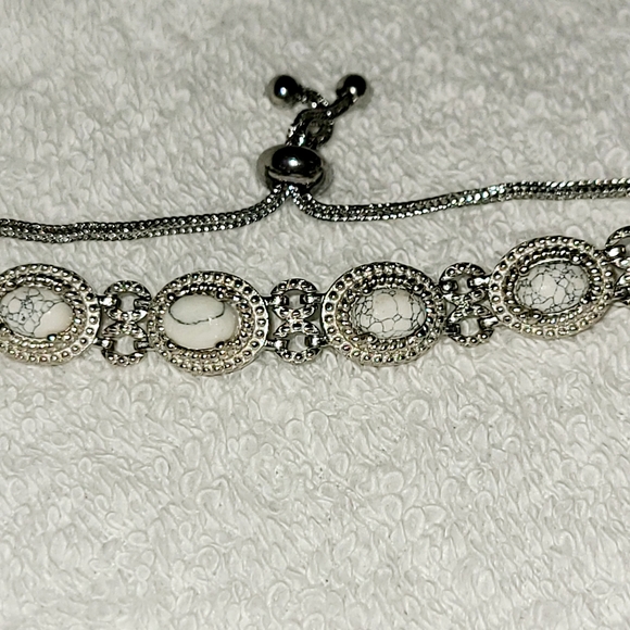 White Howlite Bolo Bracelet in Platinum Over Copper & Stainless Steel #3847766 - Picture 5 of 5